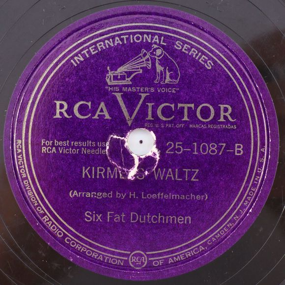 The Six Fat Dutchmen – Musicians Play All Night - 1947 10" 78 rpm Record 25-1087 - Picture 3 of 16
